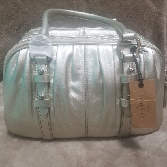 Cole Haan Handbags - Cole Haan White Gold Triple Zip Satchel with Tags